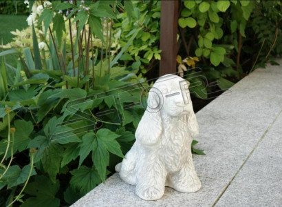 Décoration de jardin Chien blanc Patio Pierre Figure Figurines Statue décorative